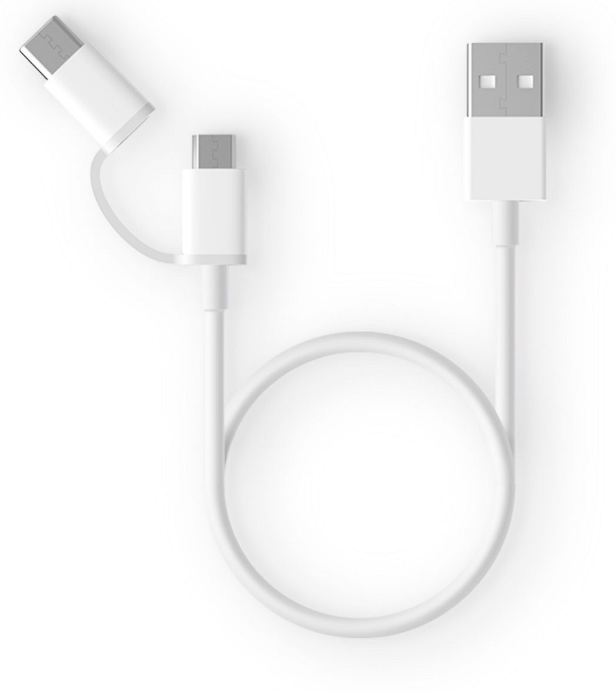 Дата-кабель Xiaomi Mi 2-in-1 microUSB B/USB Type-C/USB A 1м White