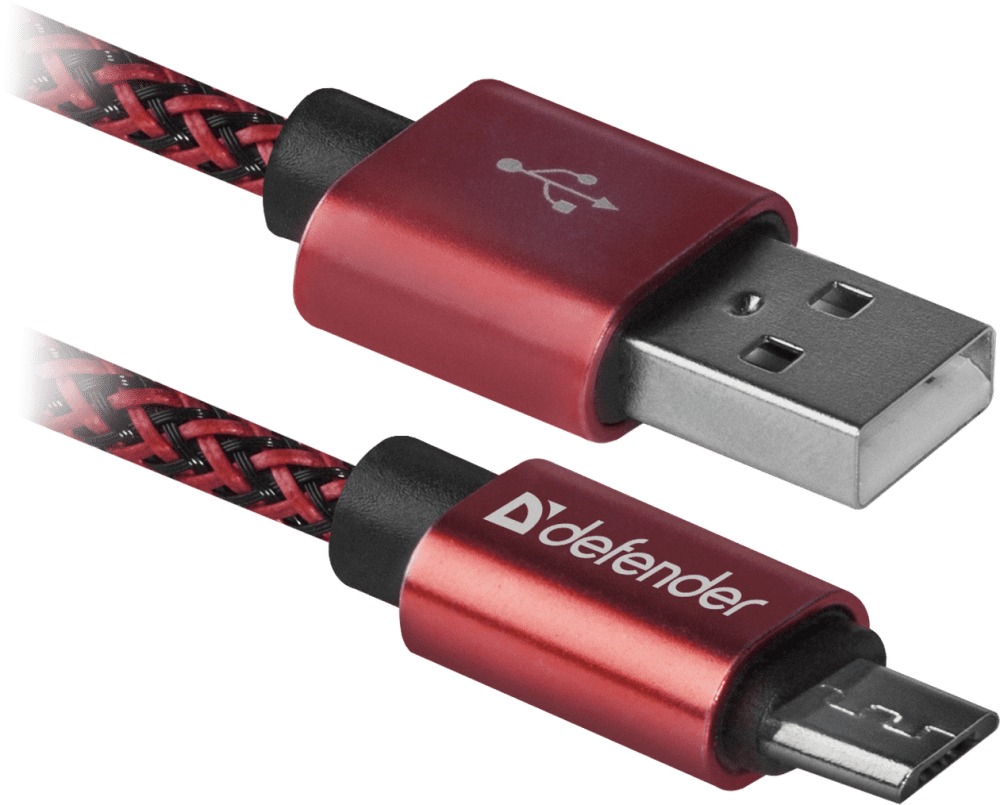 Дата-кабель Defender USB08-03T PRO USB-microUSB 1м Red
