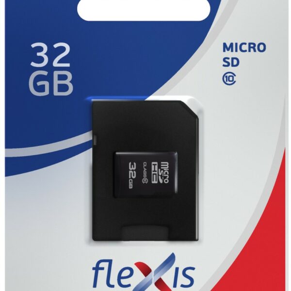 Карта памяти MicroSD FLEXIS 32Gb Class10 с адаптером Black