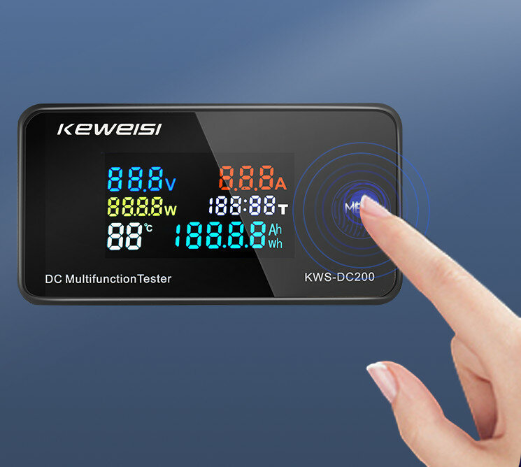 KWS-DC200 0-200V 0-100A DC Digital Дисплей Измеритель напряжения и тока Цветной экран Тестер температуры мощности Таймер