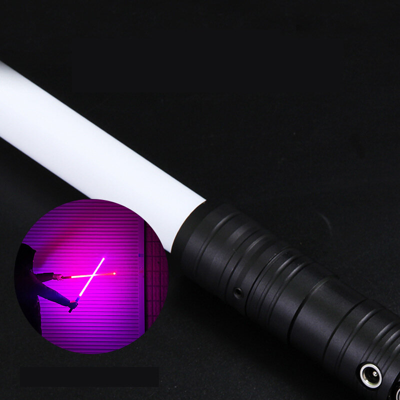 Световой меч Бикийт RGB, 7 цветов, 2-в-1, Светодиодный, USB, перезаряжаемая металлическая ручка, дуэльный звук, световой