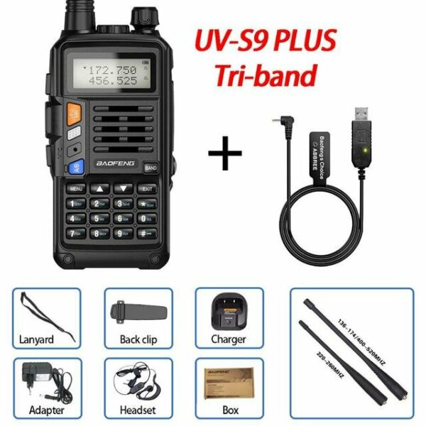 BaoFeng UV-S9 Plus Walkie Talkie Трехдиапазонный 10 Вт Мощный 10 Вт CB Радио Приемопередатчик VHF UHF 10 Вт дальность де