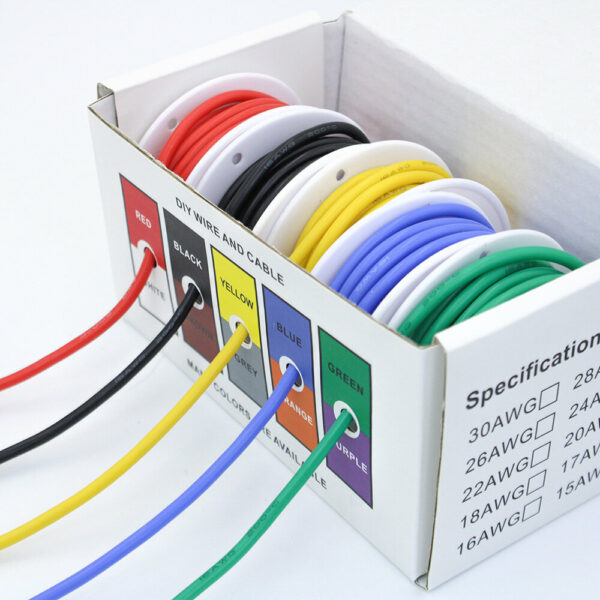 Гибкий Силиконовый Провод и кабель 5 цветов в Коробка смешанный Провод луженый DIY высококачественный чистый Медь линия