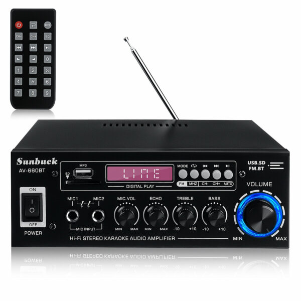 Sunbuck АВ-660БТ 2000 Вт Bluetooth 5.0 Аудио Мощность Усилитель Эквалайзер Стерео усилитель Авто Домашний 2-канальный AU