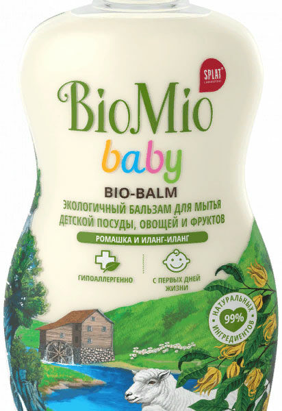 Бальзам для мытья детской посуды BioMio Baby Bio-Balm ромашка и иланг-иланг ЭКО 450мл