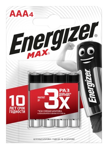 Батарея Energizer MAX LR03 Е92 AAA 4 шт блистер