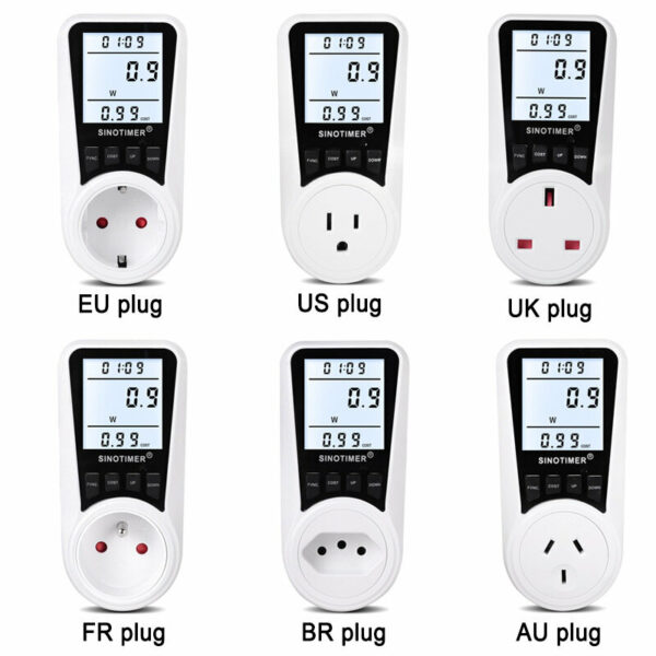 SINOTIMER DDS109L EU / US / UK / FR / AU AC 110V / 220V Plug Разъем Цифровой ваттметр Потребляемая мощность Измеритель э