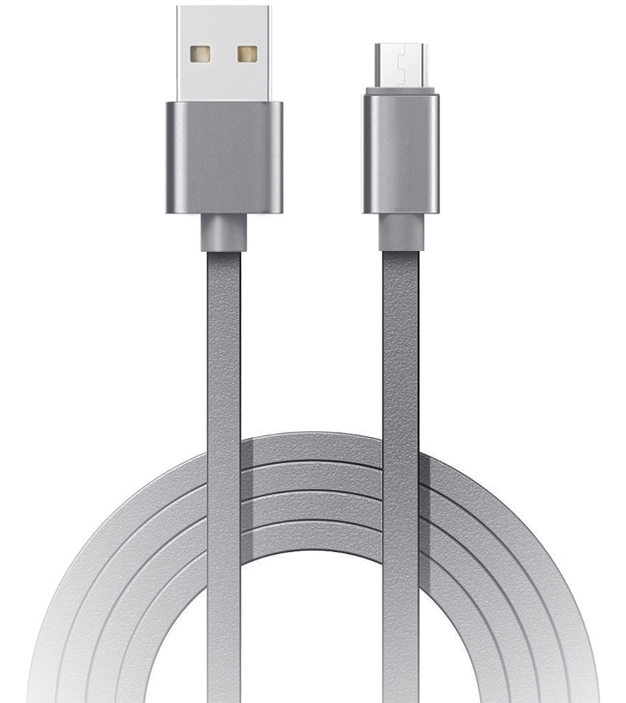 Дата-кабель MediaGadget MU-002F USB-microUSB плоский Grey