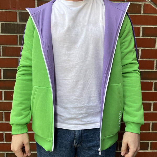 Худи GURU с зеленым подкладом Фиолетовое (M)