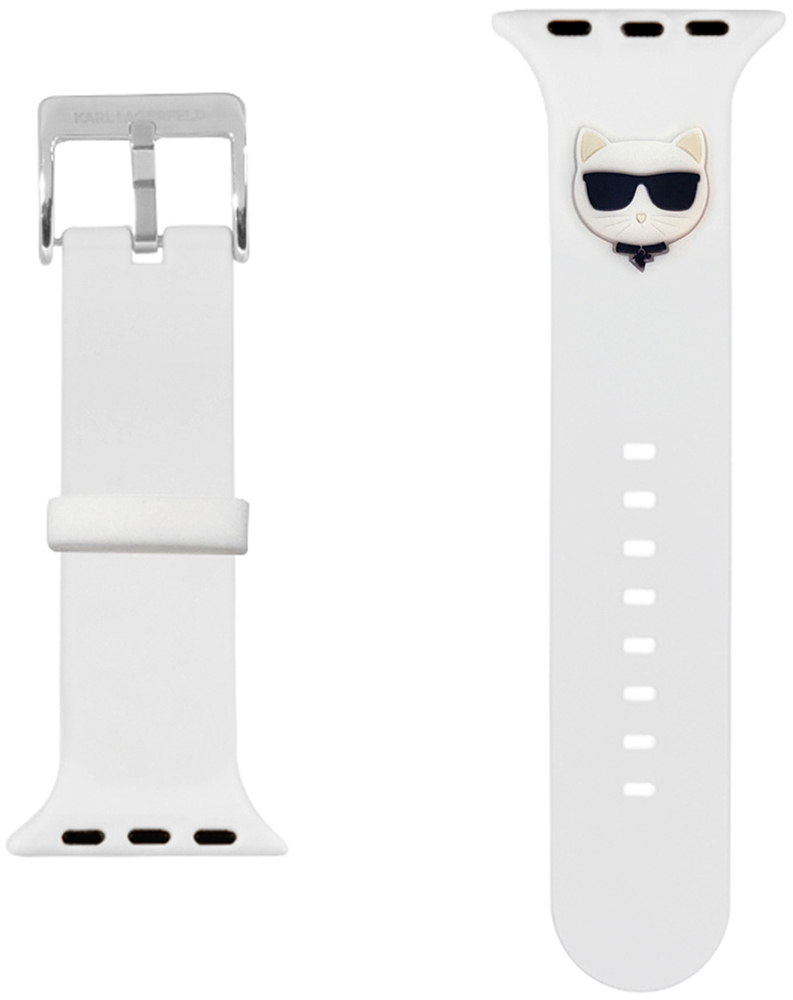 Ремешок для умных часов Karl Lagerfeld Apple Watch 41|40|38 mm Silicone Choupette head Белый