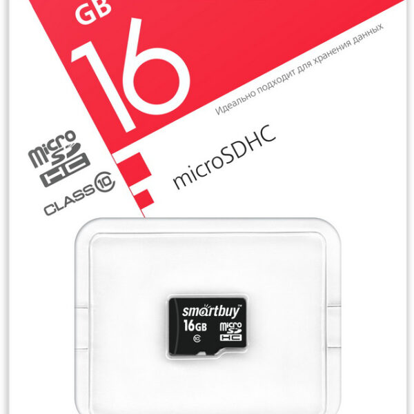 Карта памяти MicroSD Smartbuy 16Gb Class 10 UHS-I без адаптера Black