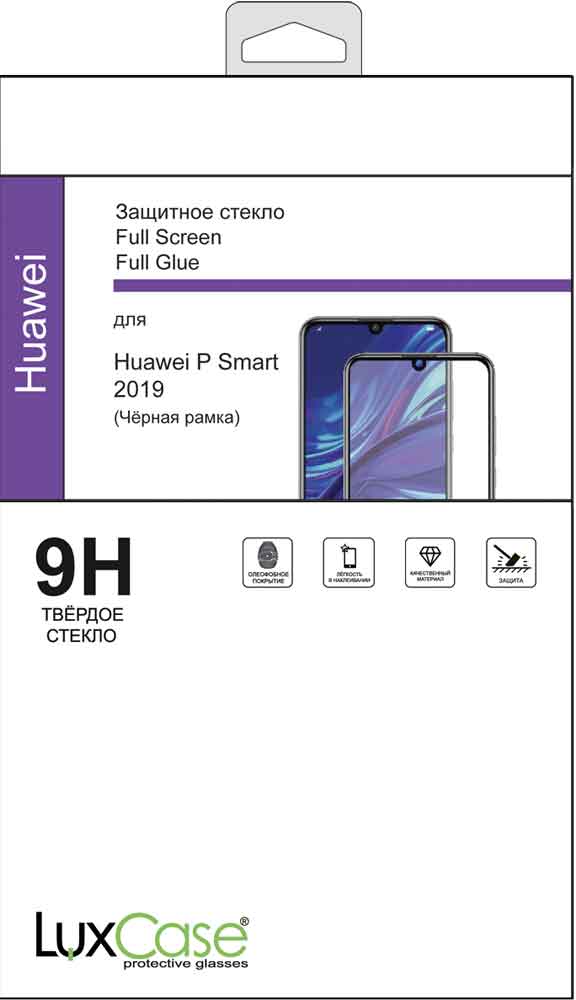 Стекло защитное LuxCase Huawei P Smart 2019 Full Screen Full Glue черная рамка