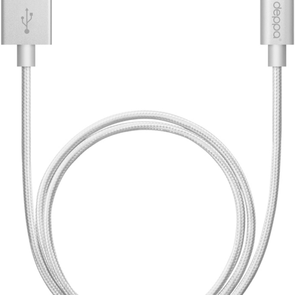 Дата-кабель Deppa 72187 USB-Lightning MFI алюминиевый серебро
