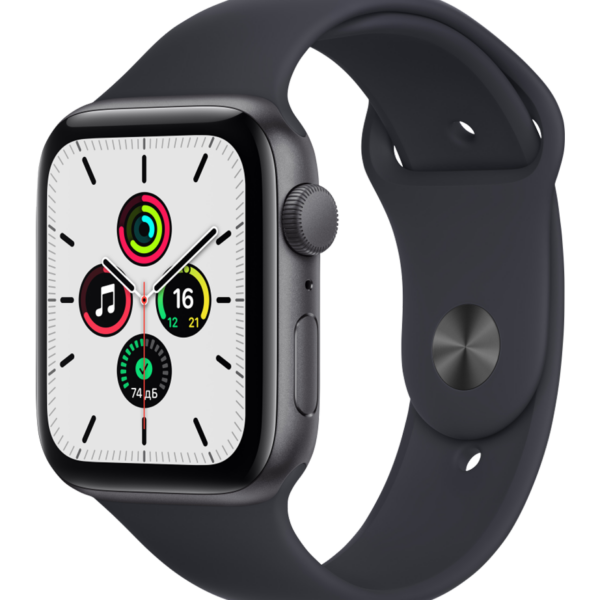 Часы Apple Watch SE GPS 44мм корпус из алюминия темная ночь + ремешок черный (MKQ63)