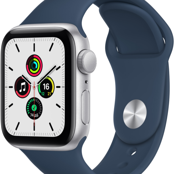Часы Apple Watch SE GPS 40мм корпус из алюминия Серебро + ремешок Синий (MKNY3)