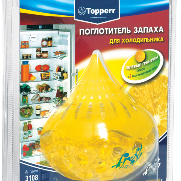 Поглотитель запаха для холодильника Topperr гелевый "Лимон" Желтый