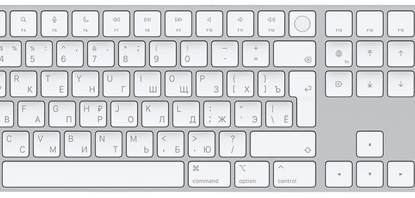 Клавиатура беспроводная Apple Magic Keyboard с Touh ID Серебристая (MK2C3)